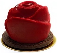 A rose shape dark red cake